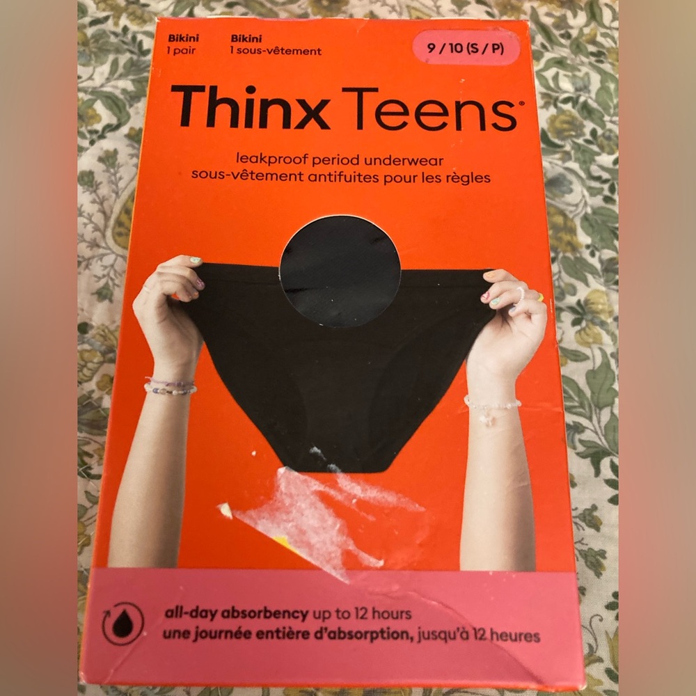 LEAKPROOF NDERWEAR! New Thinx Teens Leakproof period underwear Sz 9/10